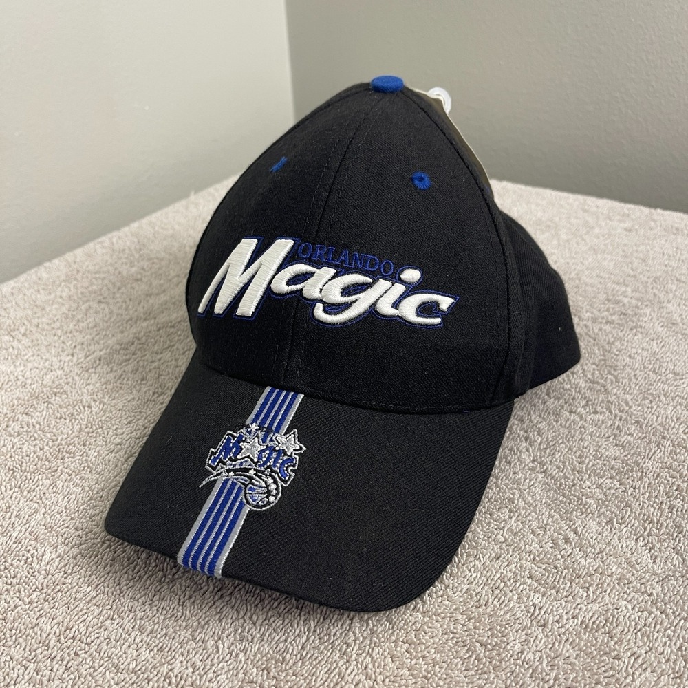 Vintage Orlando Magic Hat Cap Adjustable Black Blue NBA Basketball Mens 90s RARE